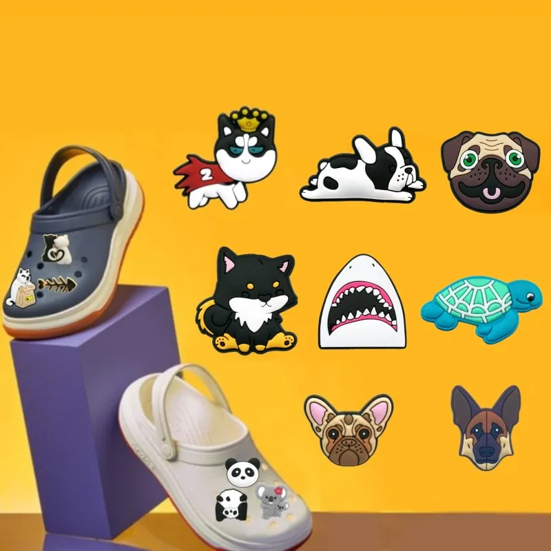 1 шт. милый Французский бульдог Croc очаровательные аксессуары Хаски корги Акула заглушка очаровательные украшения для крокса обувь садовая сандалия украшение