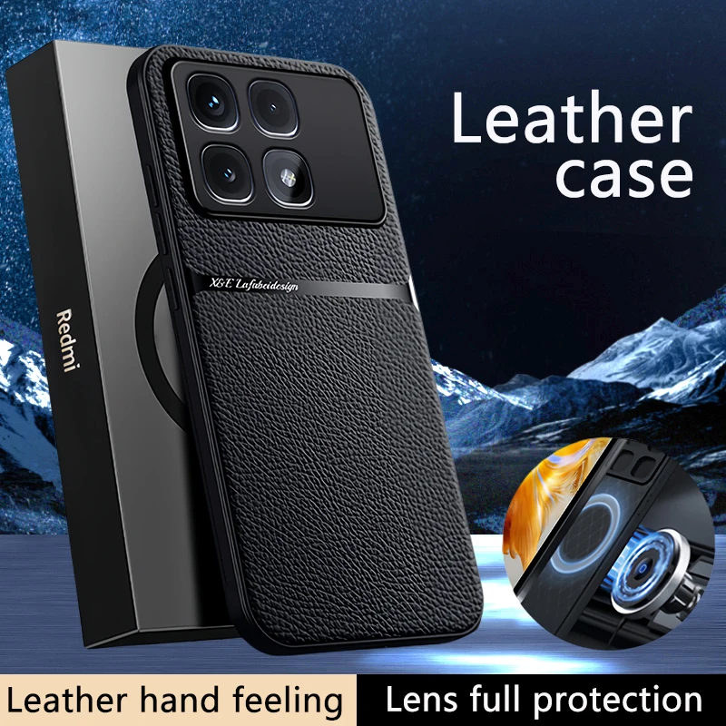 Кожаный чехол с магнитным держателем для Xiaomi Redmi K70 Ultra телефона K70Ultra