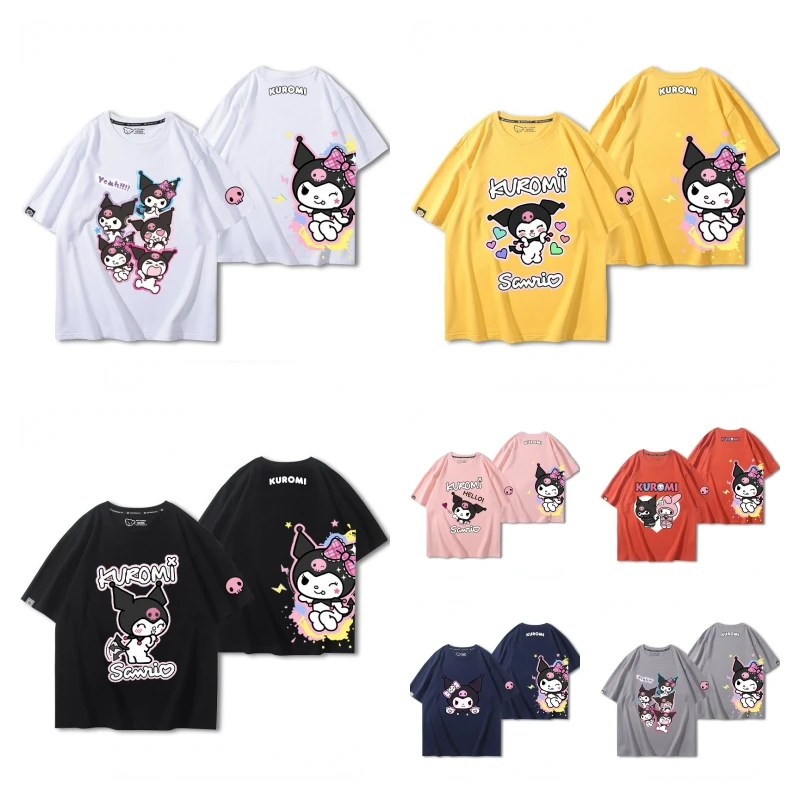 

Sanrio Kuromi joint round neck short-sleeved men's and women's Japanese cotton loose top new couple casual T-shirt half sleeves