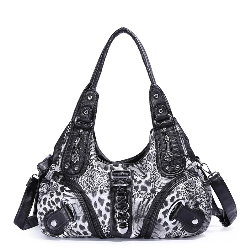 Top Women's Motorcycle Style Crossbody Bag Women's Leopard Print Crossbody Bag Large Capacity Bag Animal Print Shoulder Bag