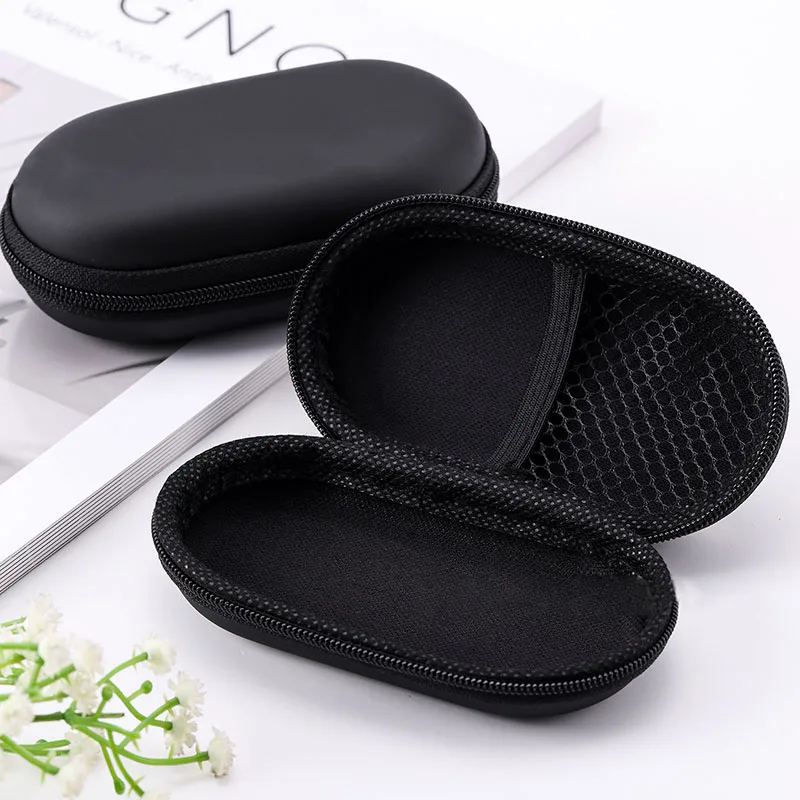 

Black Headset Pack Zipper Bag For Flash Drive Ellipses Multipurpose Storage Bags Unisex Fabric Bags