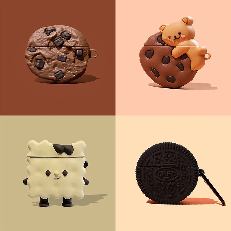 

3D Cartoon Cookies Bear Wireless Bluetooth Earphone Case for apple AirPods 1/2/3 Pro Silicone Case For AirPods 3 Charging Box