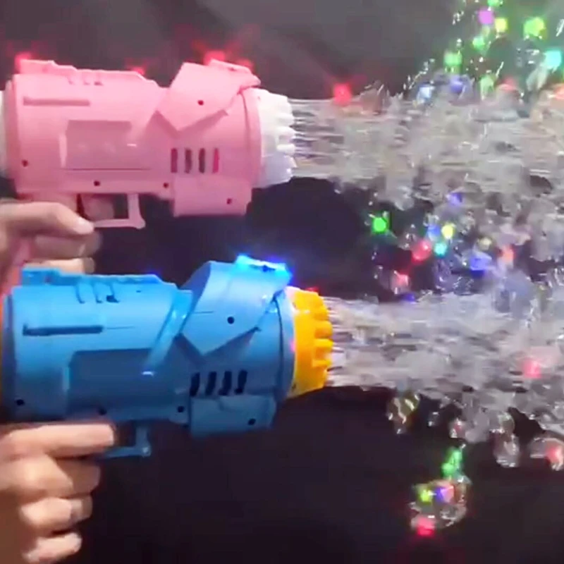 

Космический пистолет-Базука с 25 отверстиями, электрическая светящаяся Лазерная автоматическая машина для пузырей, летняя уличная игрушка ...