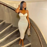 spaghetti strap bodycon sexy midi dress for women 2022 summer elegant backless club party evening white slip long dresses outfit