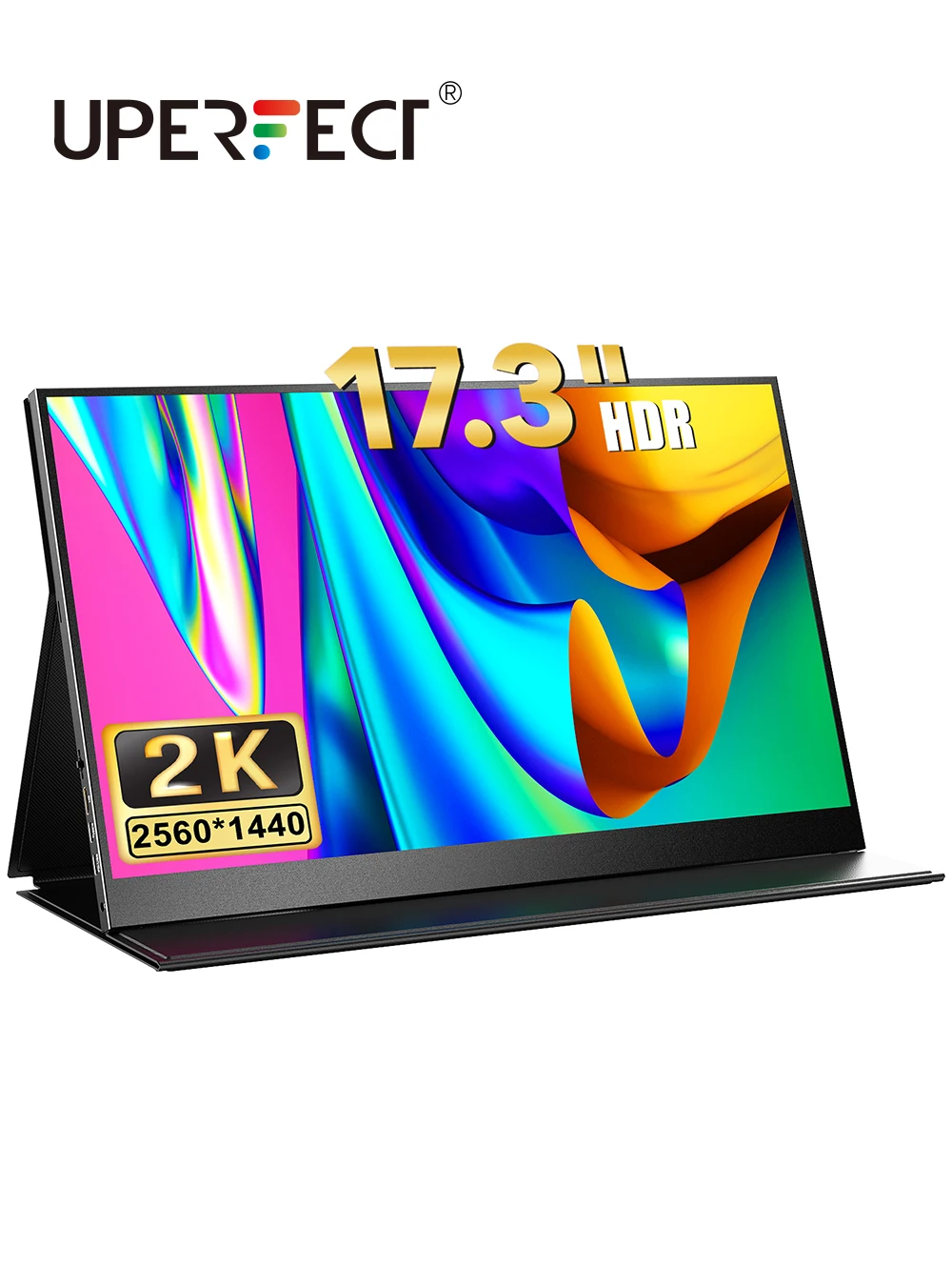 

Uperfect draagnaked монитор 2K 17,3 дюймов Qhd Freesync Hdr Ips 99% Srgb выходной экран компьютера Met Type-C Mini Hdmi
