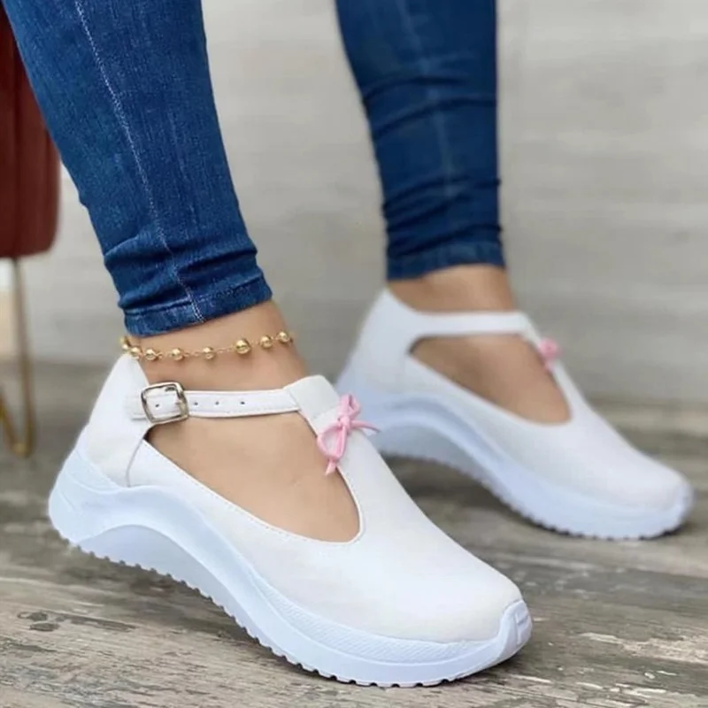 2022 NEW Women Shoes Platform Increase Casual Shoes Solid Color Round Toe Loafers Women Buckle Wedge Women's Shoes