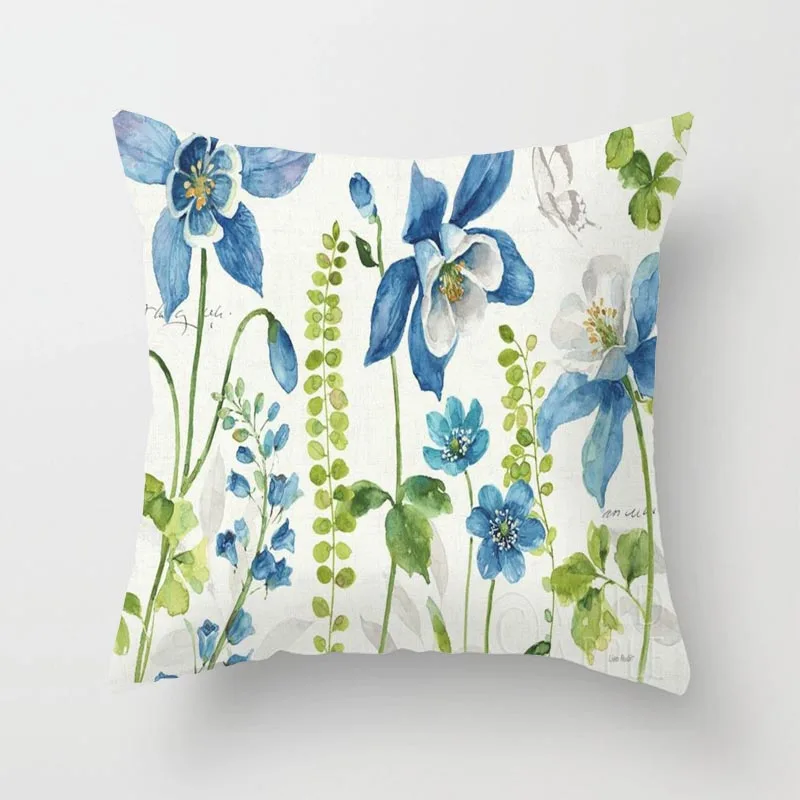 

Birds And Flowers Geometry Cushion Cover Small Throw Pillow CasePillowcase Sofa Cover Square 45cmx45cm