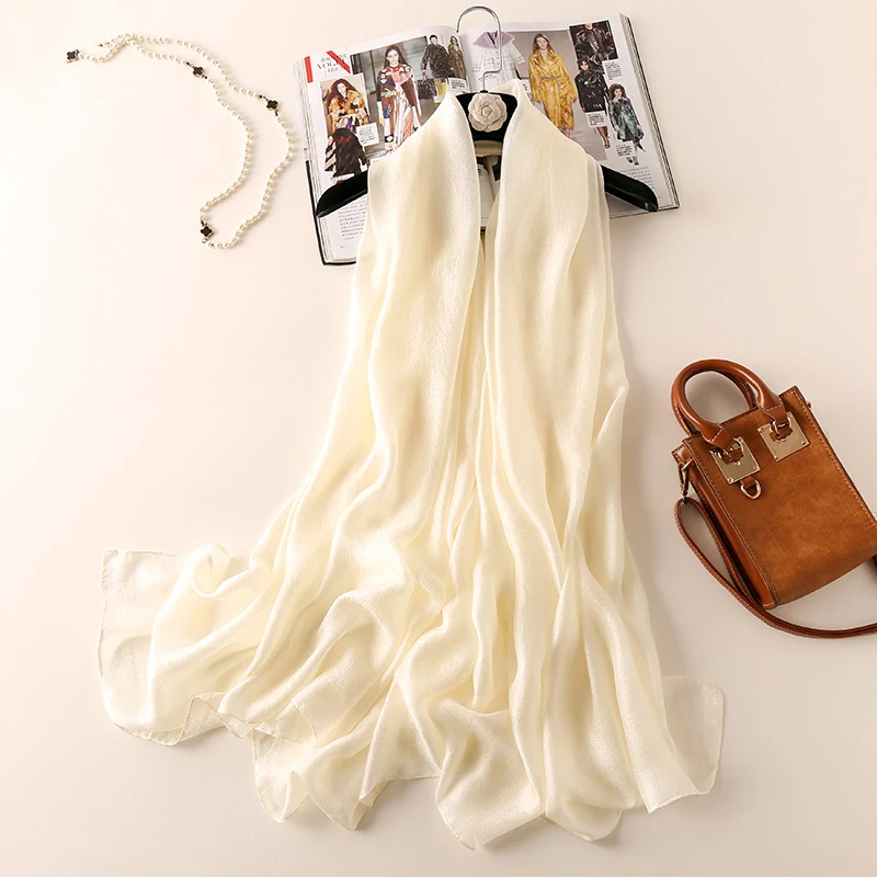 Модный однотонный шелковый шарф ультратонкий солнцезащитный крем женские