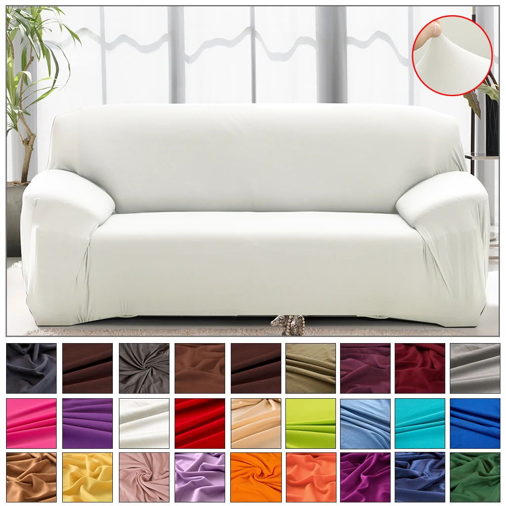

White High Elastic All-inclusive Sofa Covers Solid Color Series Chair Cover for Living Room Sofa Cover 1/2/3/4 Seat Couch Covers