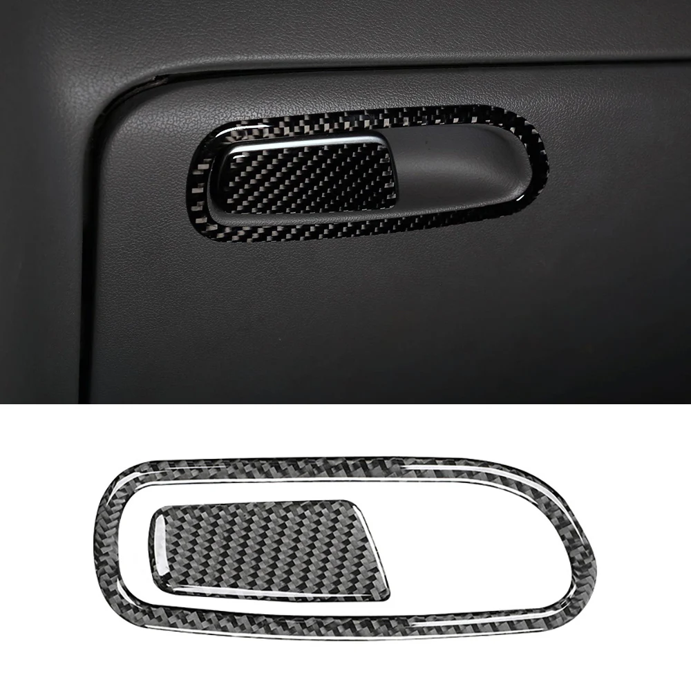 

2PCS Car Co-Pilot Glove Box Handle Frame Decor Cover Carbon Fiber Epoxy Trim Sticker Auto Accessories For Audi A4 B8 2009-2016