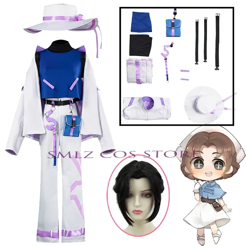 Lydia Jones Cosplay Game Identity V Emily Dyer Doctor Costume Garden Uniform Hat Wig Prop Set Halloween Party Outfit for Woman