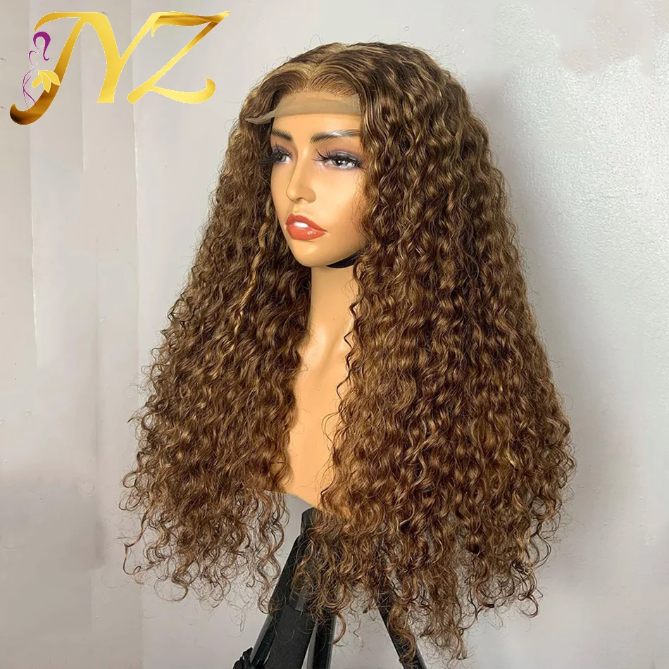

Honey Blonde Deep Curly Lace Front Wig Ginger Kinky Curly Human Hair 13x4 Brazilian Lace Closure Wigs For Women Density 180% JYZ
