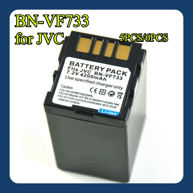 Фото 5 шт./6 шт. 4200 мАч BN-VF733 аккумулятор для видеокамеры JVC, замена большой емкости для VF733/BN-VF733U, литий-ионный аккумулятор с зарядным устройством №1
