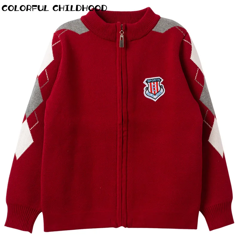 

Colorful Childhood Kids Clothes Long Sleeve Knitting Tops Autumn Spring Cardigan Sweater Coat Big Boys Children Knitted 1909