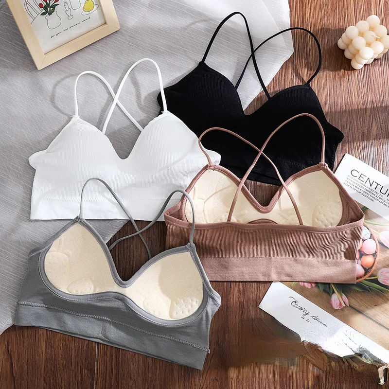 

Корейский простой цельный женский бюстгальтер на бретельках с завязками на спине без следов, удобный пикантный бесшовный бюстгальтер