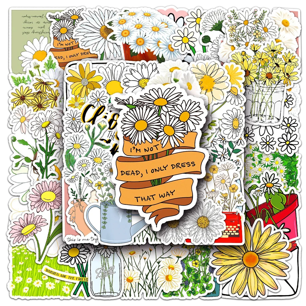 

10/30/50pcs Cute Cartoon Flowers Daisy Graffiti Stickers Laptop Luggage Scrapbook Phone Guitar Decoration Sticker for Girl Kid