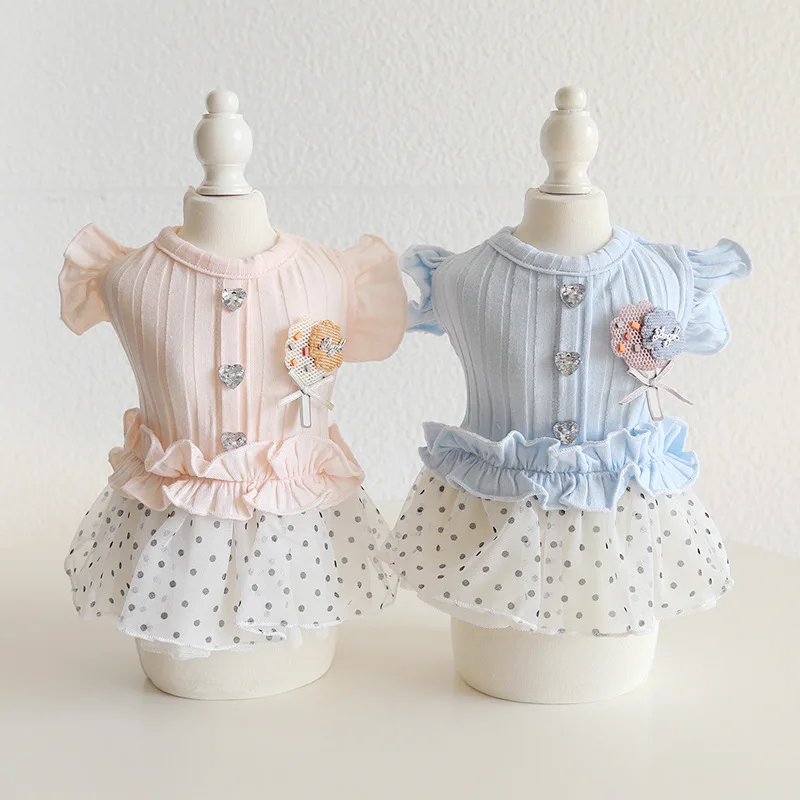

Dogs and Cats Dress Skirt Lollipop Black Dots Design Pet Puppy Spring/Summer Clothes Outfit 2 Color