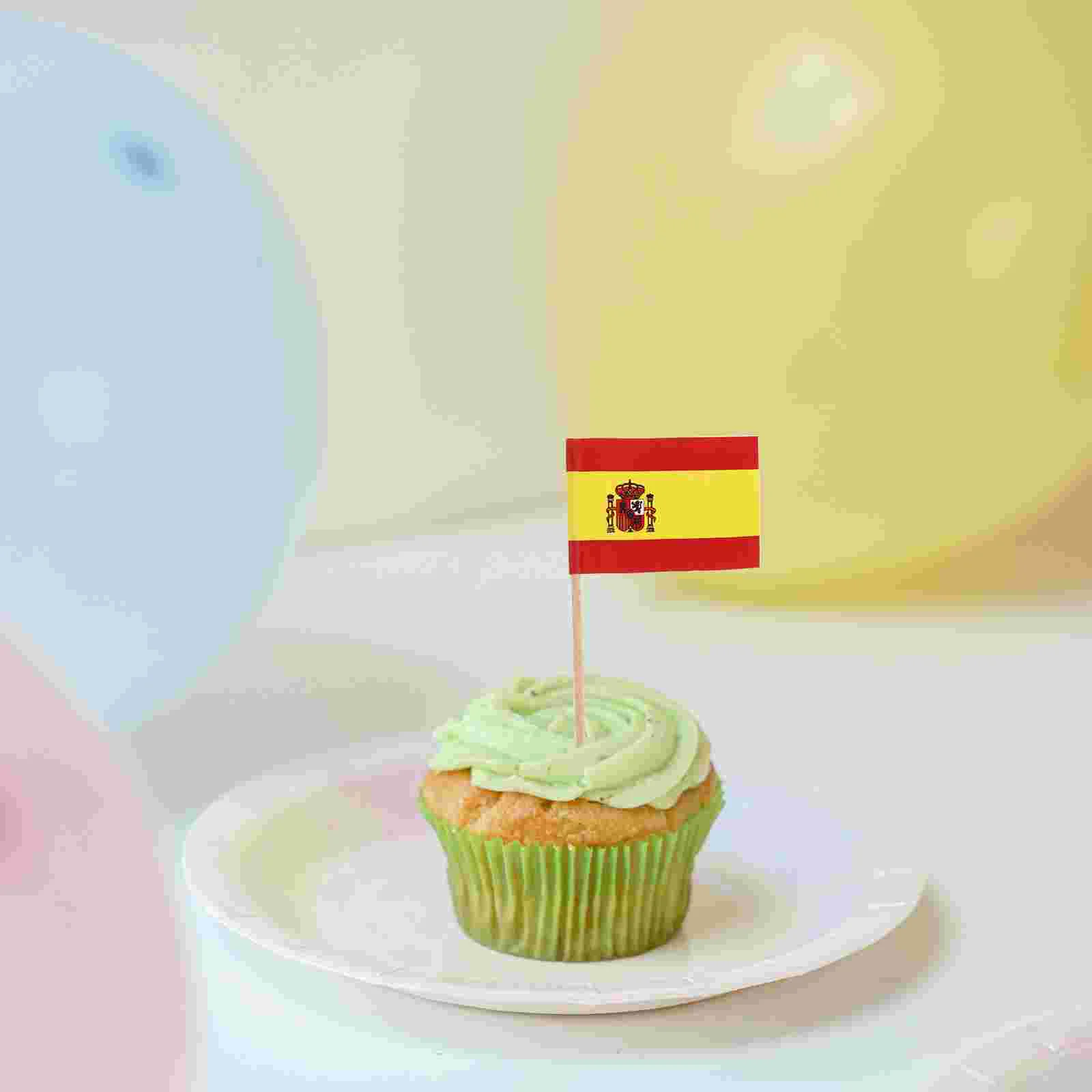 

100 Pcs Toothpick Food Italian Cake Toothpick Cupcakes Country Flag Toothpicks Brazil Flag Pick Stick Spain Flag Pick