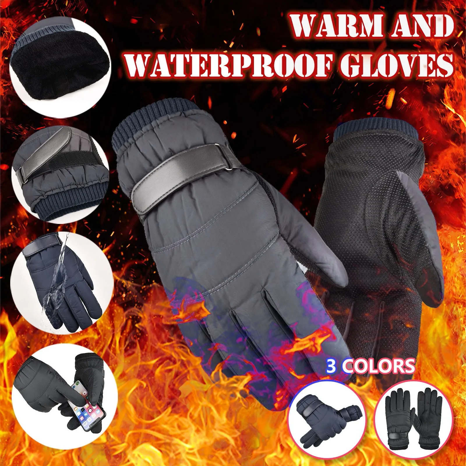 

Windproof Thermal Gloves Touchscreen Cycling Mittens Outdoor Sport Sun Protection Gloves Men Ski Motorcycling Bicycle Mittens