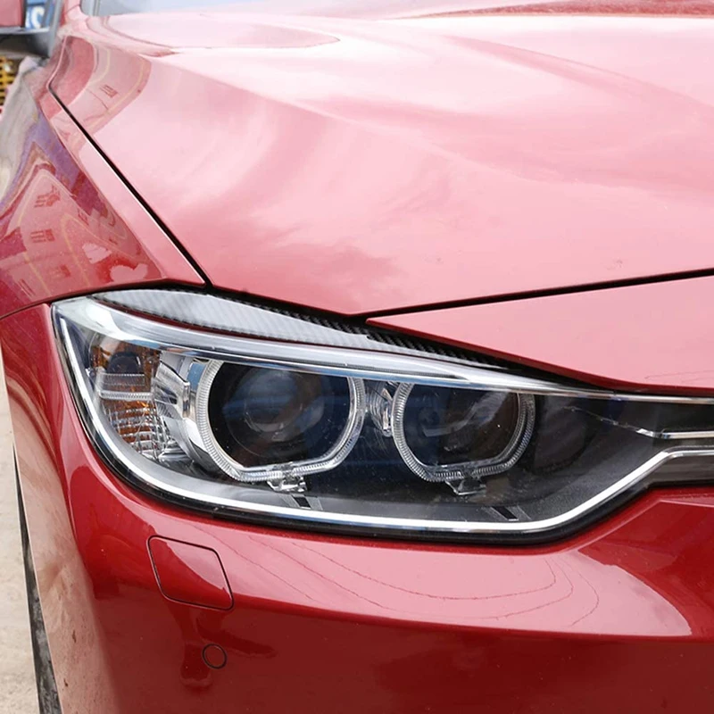 Carbon Fiber Car Front Headlight Eyebrows Sticker Trim Decoration Accessories For BMW- 3 Series F30 320I 325I 316I
