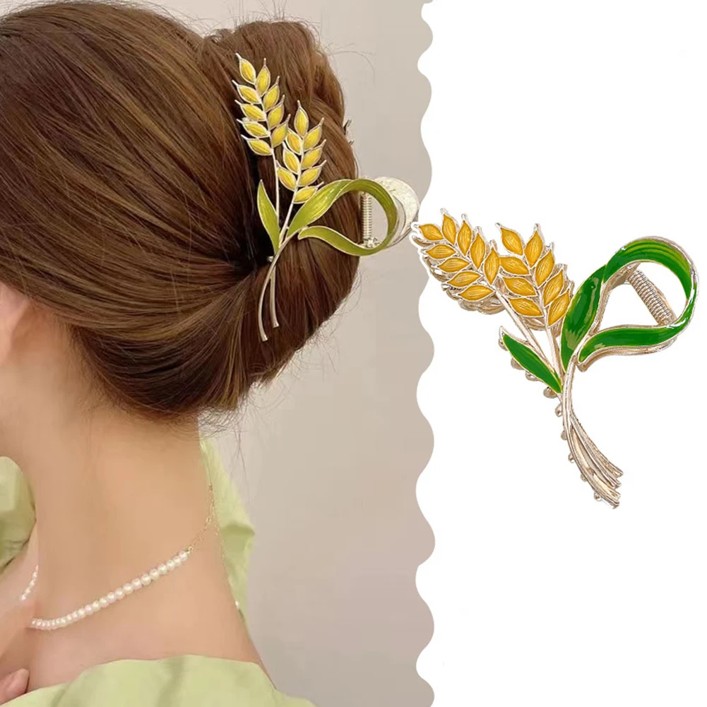 

New Wheat Ears Hair Claws Fashion Crystals Ear Of Wheat Flower Hair Clip Metal Hair Crab Claw For Women Girls Hair Accessories