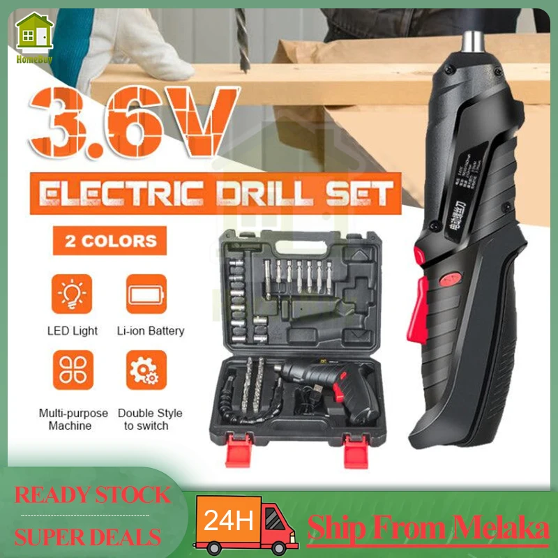 

New 47Pcs/set 3.6V Electric Cordless Screwdriver Impact Drill Pemutar Skru Rechargeable Repair Tools Screw Driver Kit