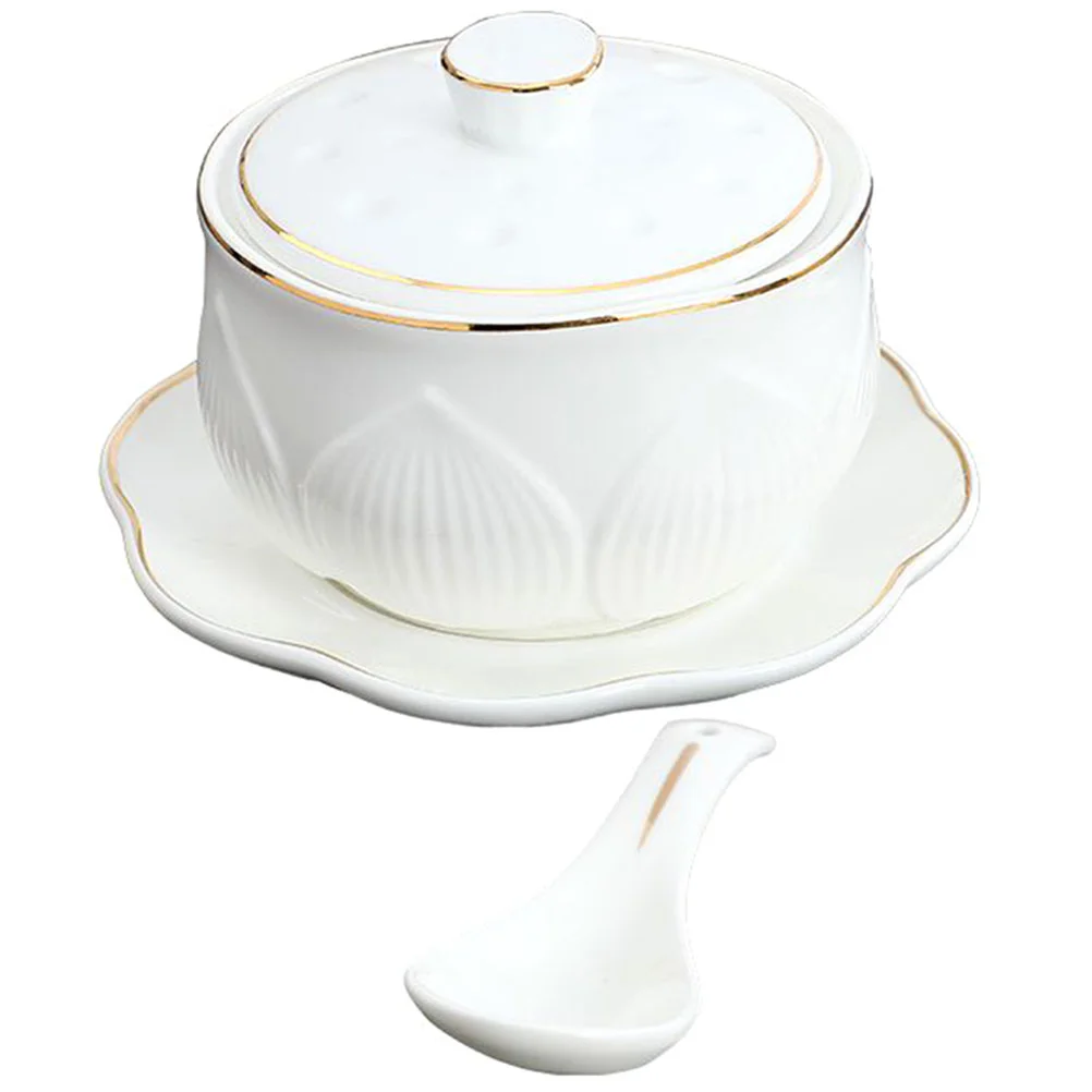 

Ceramic Stew Bowl Soup Cup Stewing Pot Bowls Small Kitchen Tableware Pattern Steaming