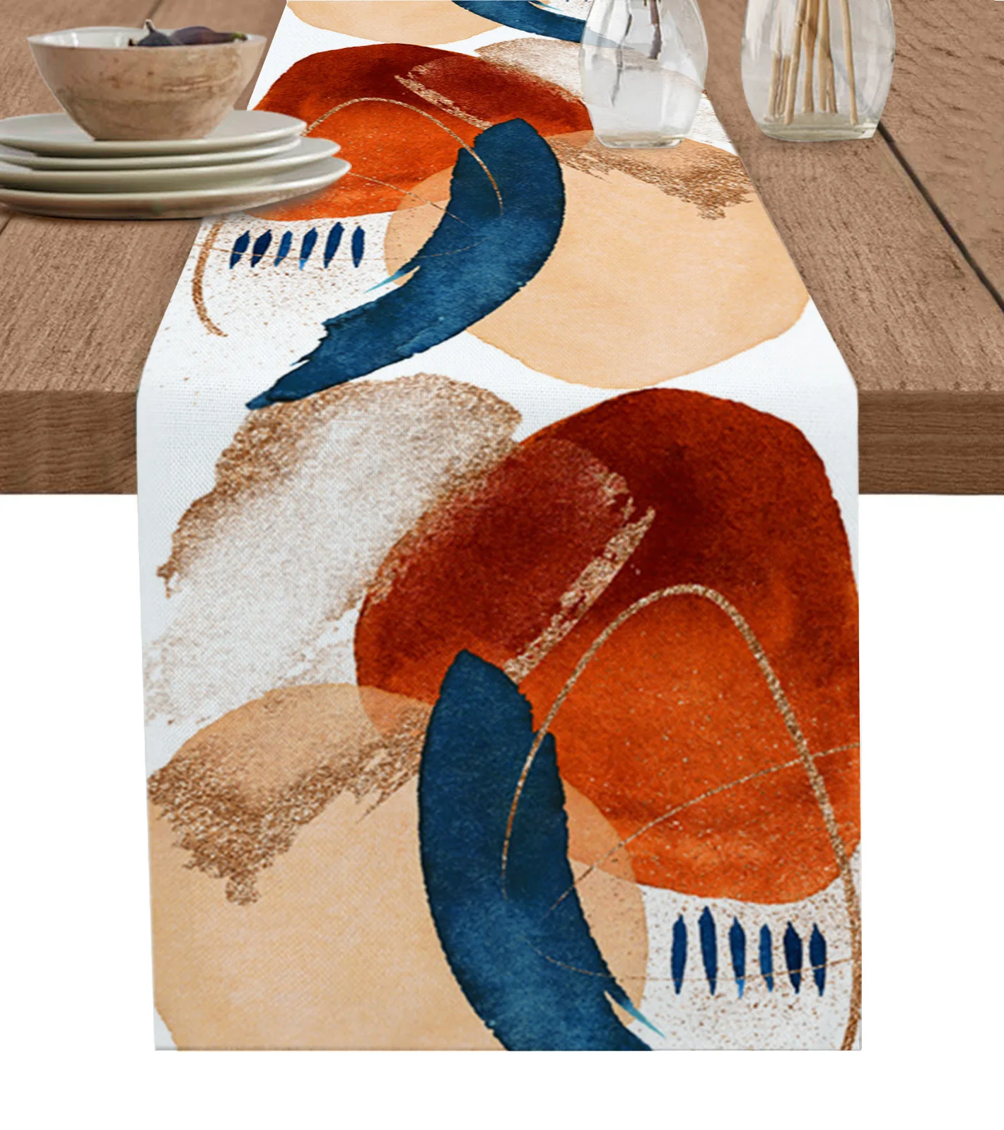 

Geometric Abstract Art Table Runner Cotton Linen Wedding Dinner Decor Table Flag Holiday Home Tea Table Decoration