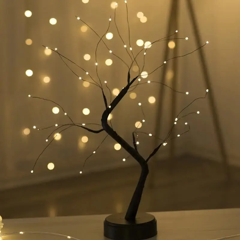 36/144 leds USB Bonsai Lamp Gypsophila Tree Night Light Touch Copper Wire Table Lamp Home Party Wedding Christmas Holiday Decor