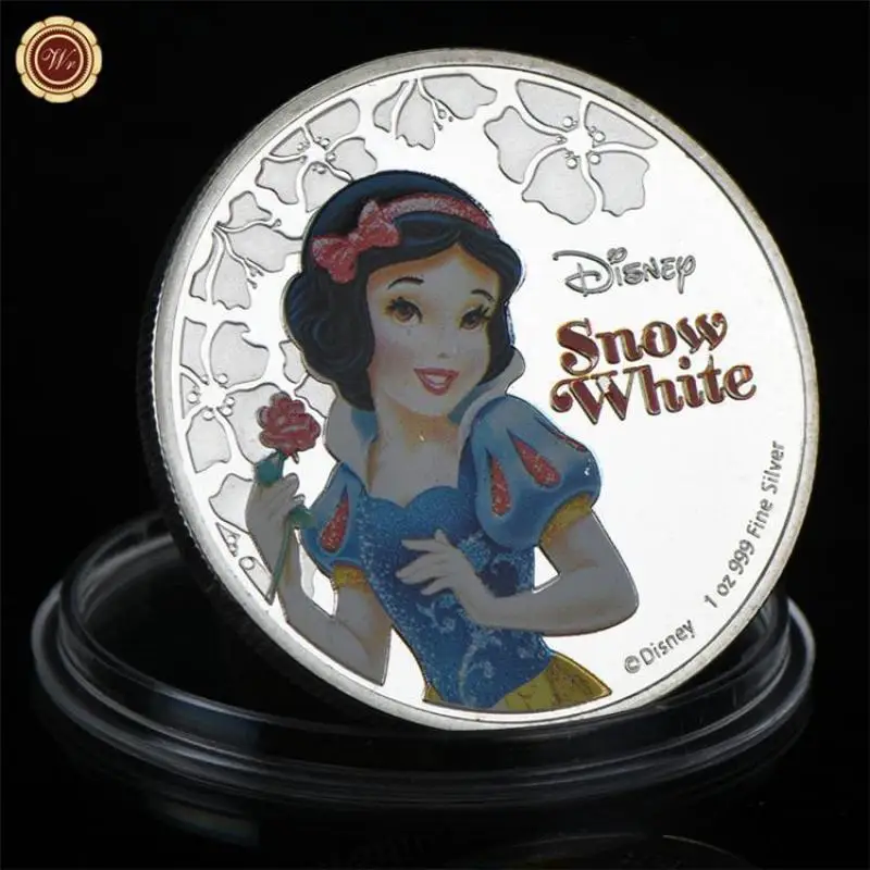 Герои мультфильмов Диснея Принцесса Белоснежка Ариэль Жасмин памятная монета