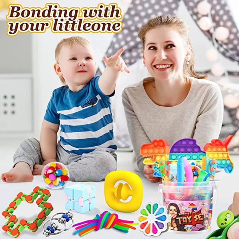 31pcs/Lot Fidget Toys Push Bubble Fidget Playset For Kids Sensory Stress Relief And Anti-Anxiety Playset For Adults enlarge
