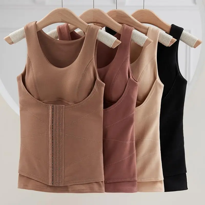 Thermal Underwear Corset Body Shaper Tops With Bra Women Waist Trainer Shapewear Fleece Reducing GirdlesTummy Slimming Belt