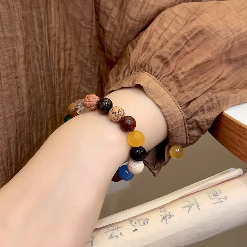 Натуральный 18-сезонный буддийский браслет Бодхи из натуральных бусин эластичные