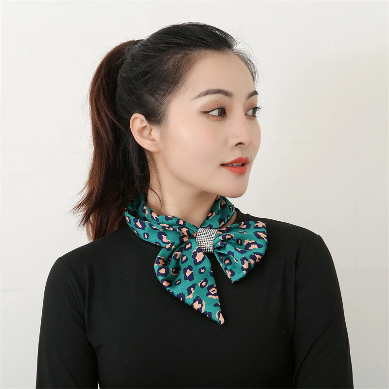 

Summer Thin Long Satin Sunscreen Neck Guard Diamond Silk Scarf Women Rhinestone Sharp Corne Cross False Collar Bib Shawl