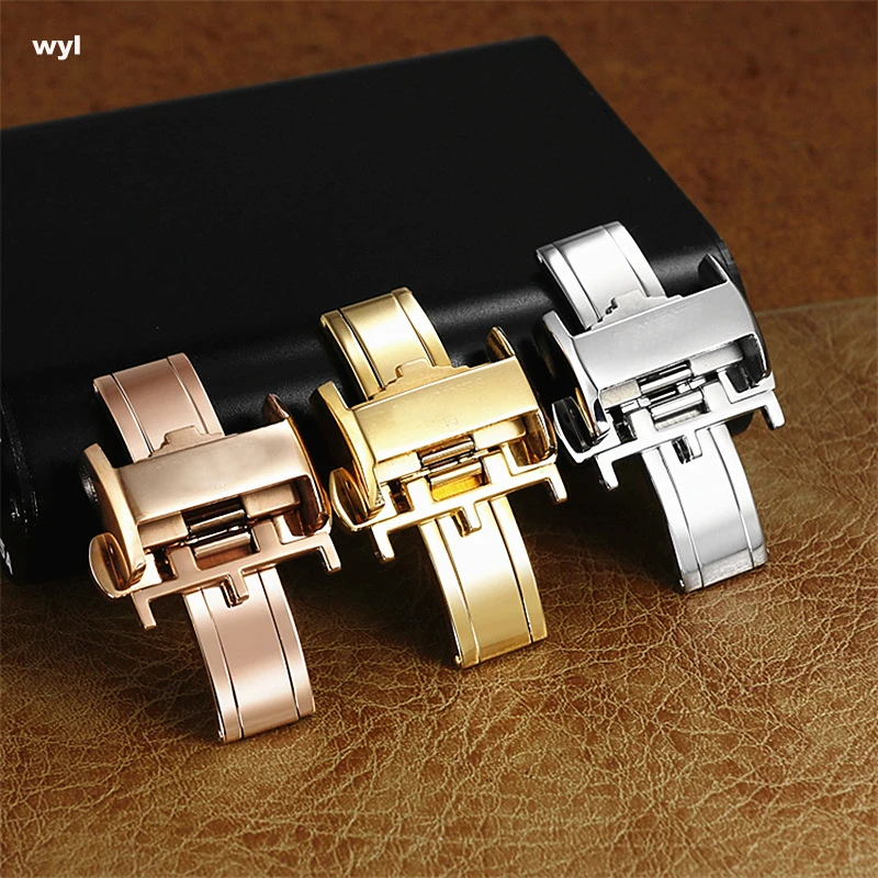 

12 14 16 18mm Stainless Steel Butterfly Buckle for Longines Master Leather Watchband Folding Clasp Accessory BuckleWatch Part
