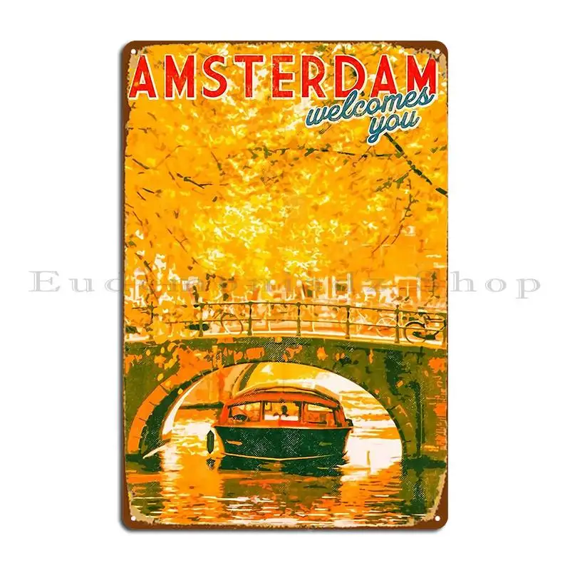 Амстердам винтажный металлический знак ржавый создан искусственное украшение