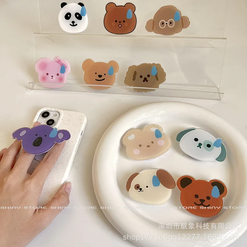 

Cartoon sweating small animal mobile phone stand foldable telescopic ring buckle universal Grip Tok Folding Finger Stand Socket