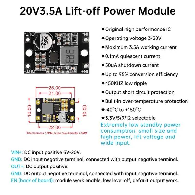 Фото Модуль автоматического преобразователя напряжения AS95-3-20V в 5V DC-DC (повышающий/понижающий) для литиевых аккумуляторов №4