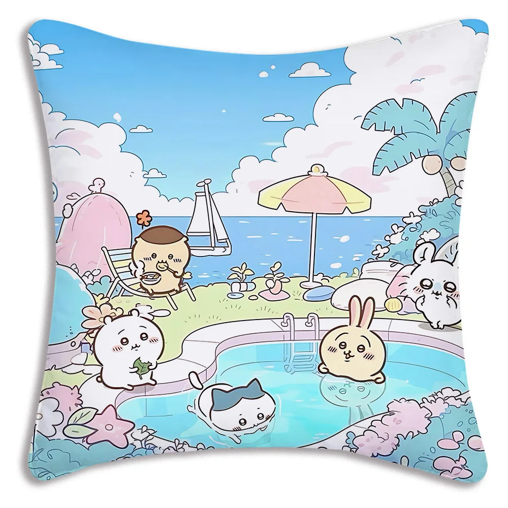 Japan comics Cute C-Chiikawas Pillow Covers Cartoon Sofa Decorative Home Double-sided Printing Short Plush Cushion Cover