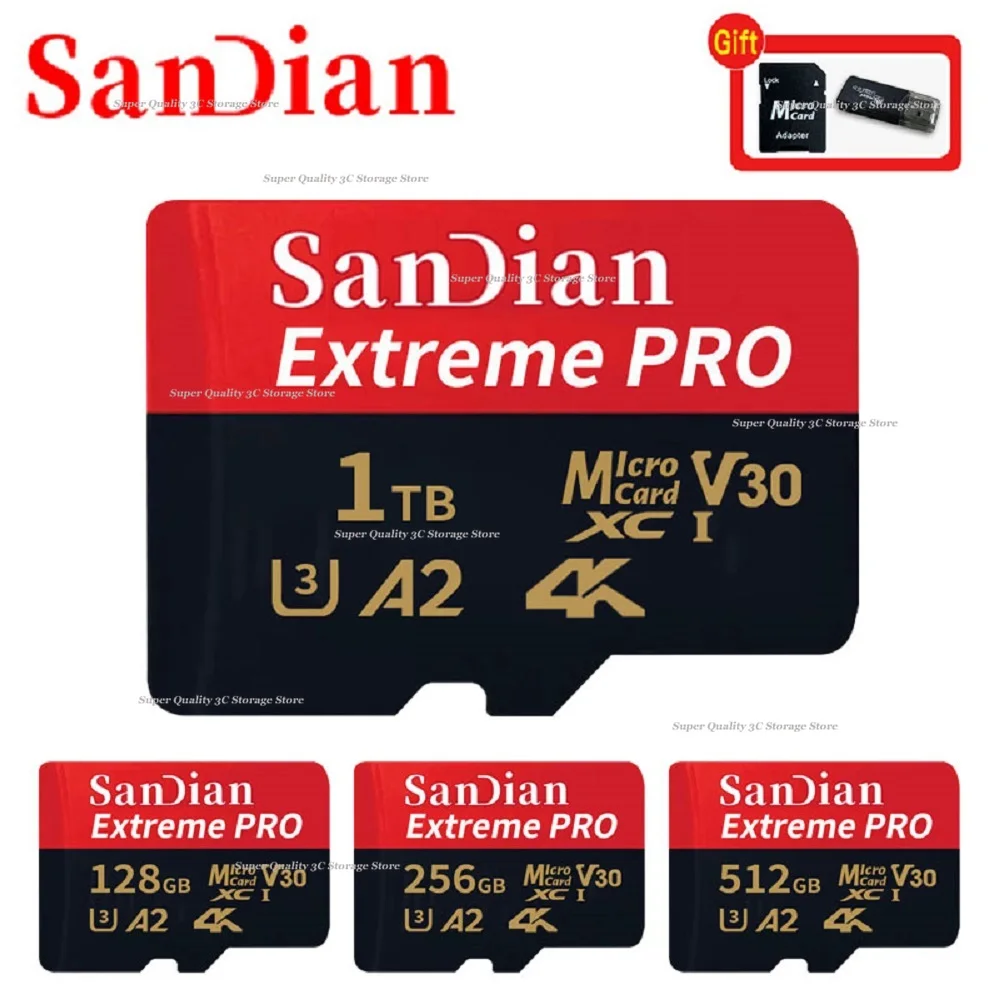 

Micro SD Card 128GB 256GB Class 10 A2 High Speed Memory Card U3 4K 512GB TF Flash Card 1TB for Smartphone Camera Drone