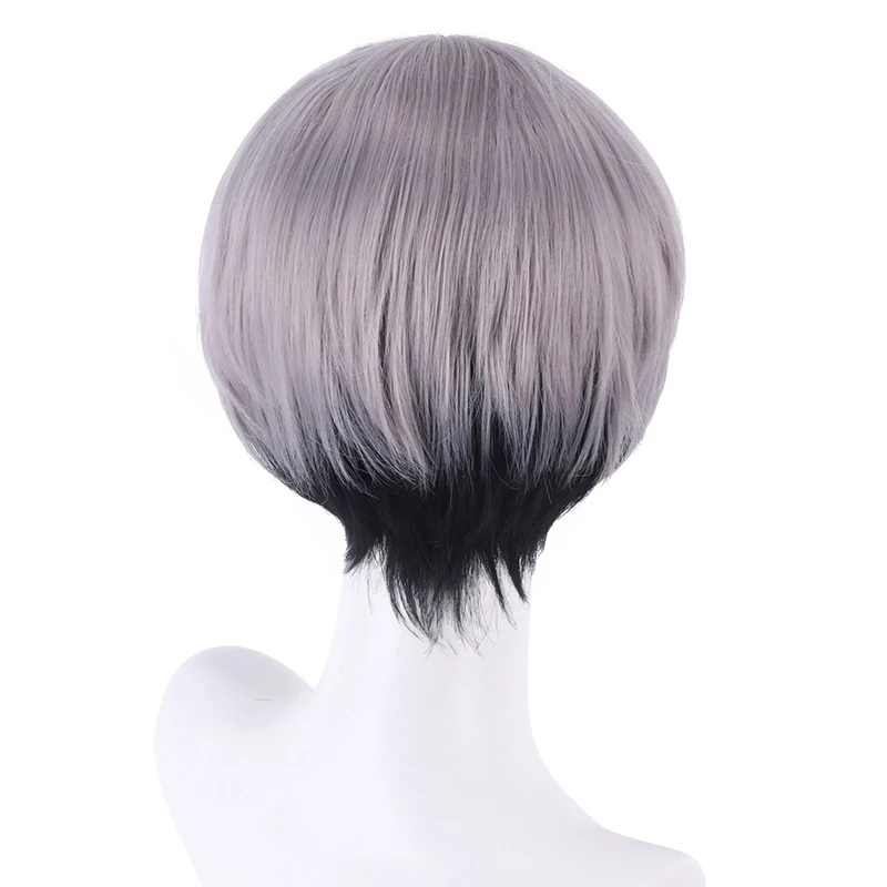 Kita Shinsuke Косплей Парик Аниме Haikyuu!! Серебристо-черные короткие волосы на Хэллоуин