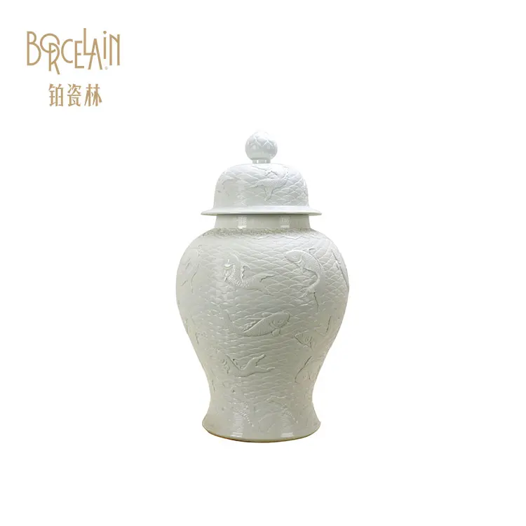 

White ceramic jars for home decoration