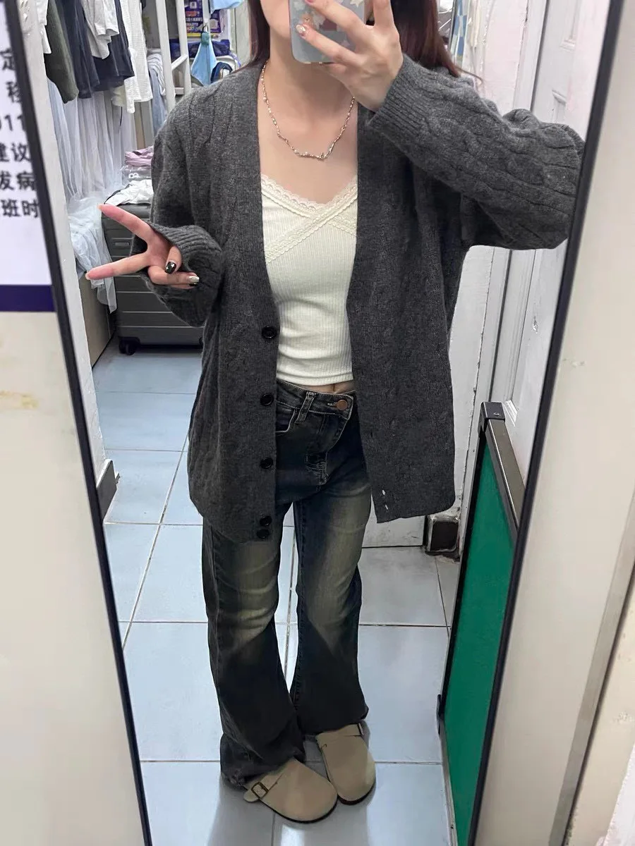 Женский кашемировый кардиган с V-образным вырезом