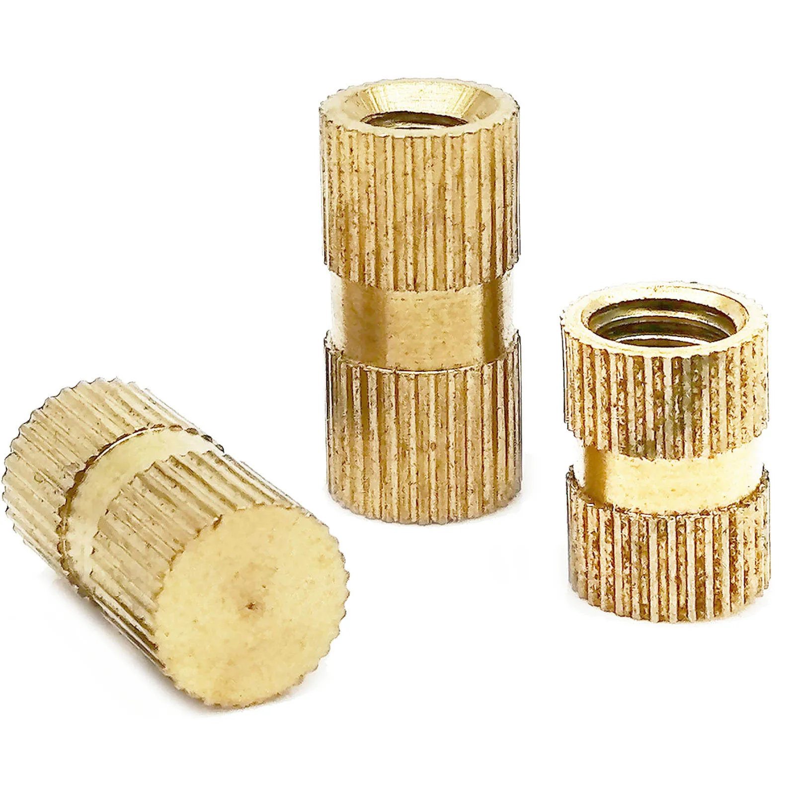 

5/10/25pc M2 M3 M4 M5 M6 M8 M10 Solid Brass 3D Printer Hot Melt Adhesive Molding Knurl No Pass Blind Insert Nut Embedded Nutsert