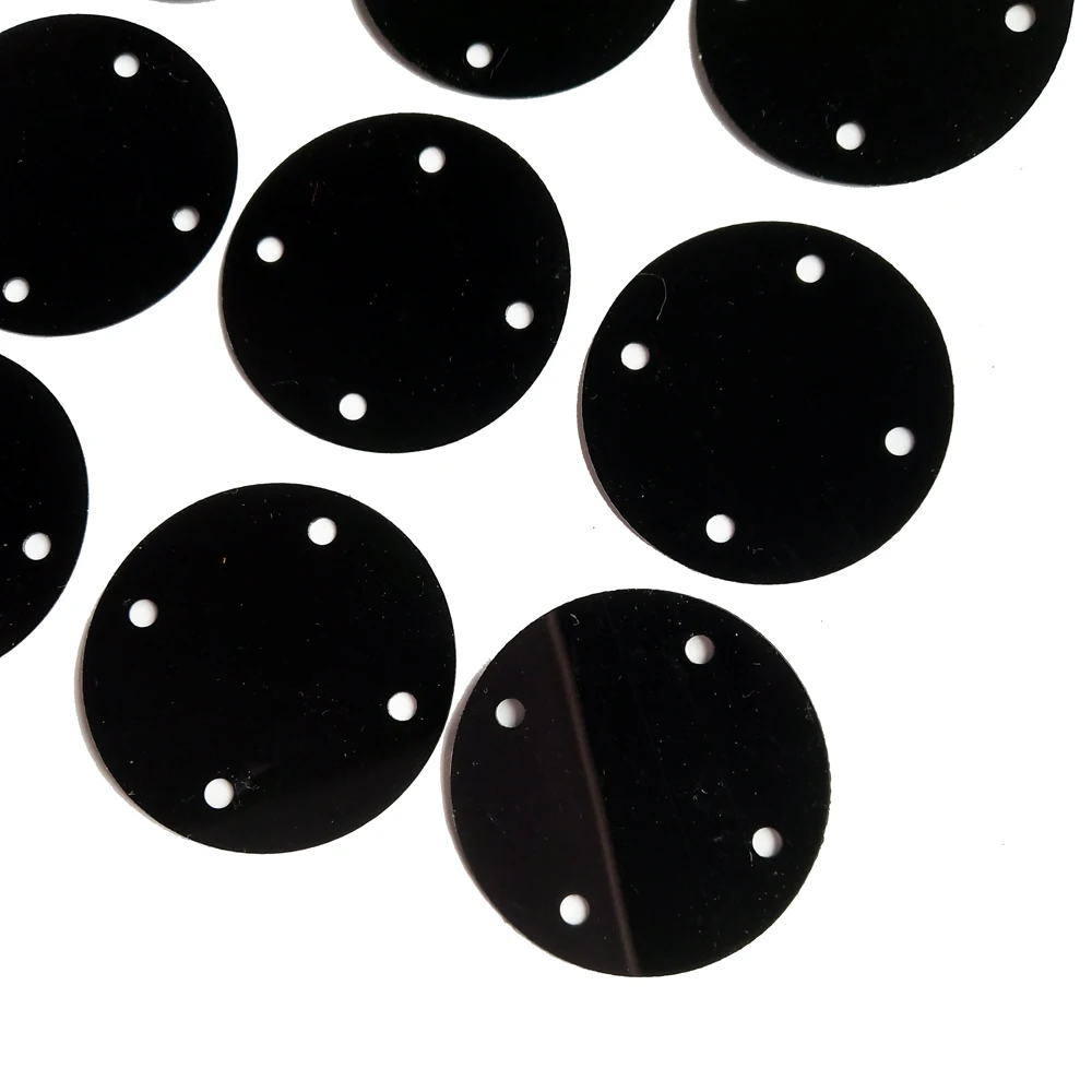 

35mm 4 Holes Black Sequins For Crafts Flat Large Round Sequin Garment / Handbag Accessories DIY Flakes