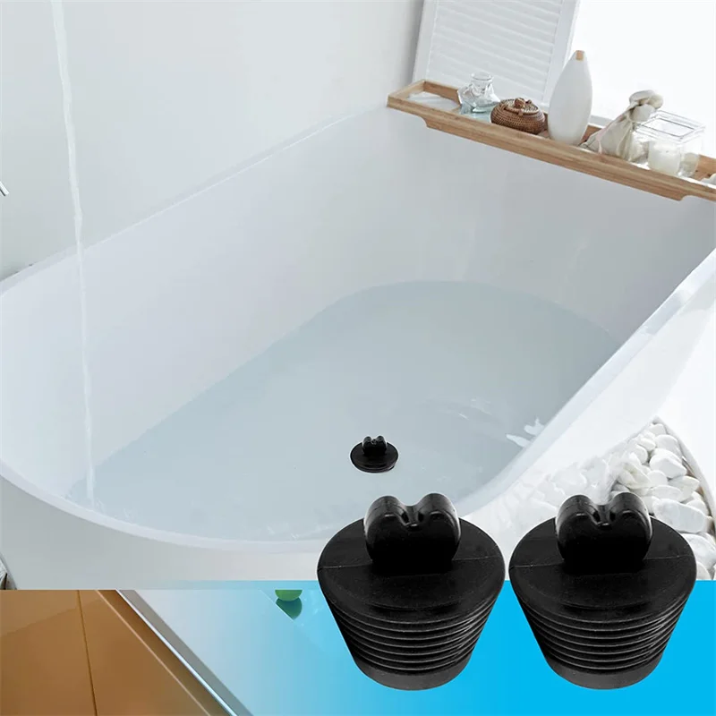 

Bathroom Bathtub Stopper Silicone Bathtub Drain Plugs Shower Bath Tub Sink Drains Replacement Universal Balck White