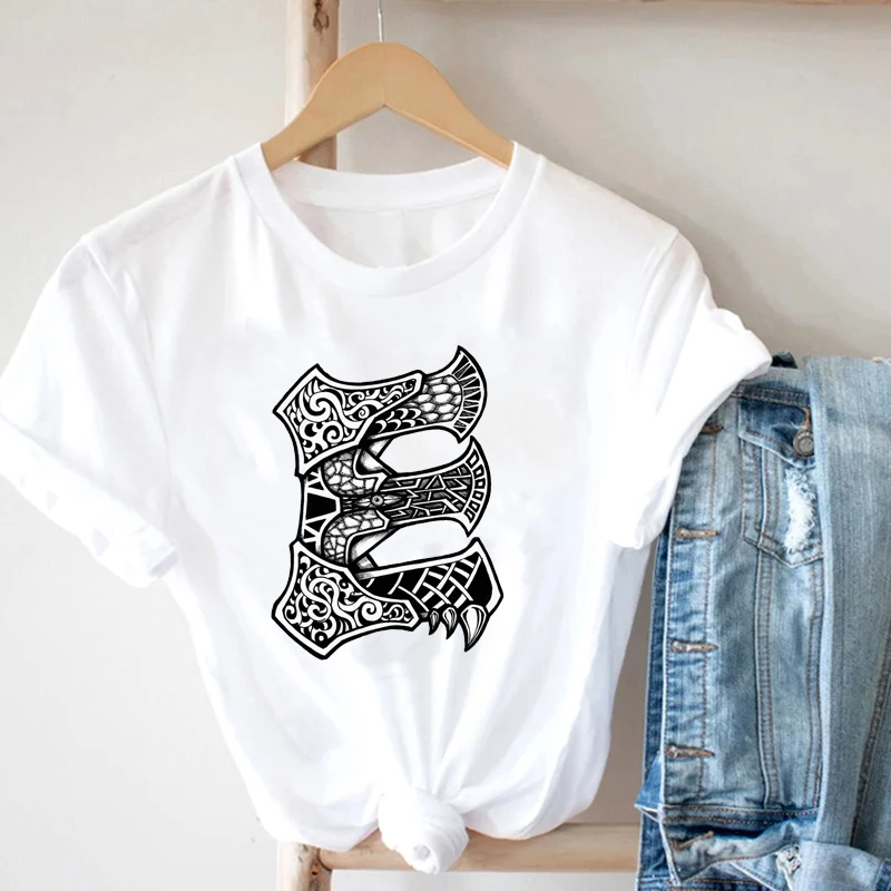 

Newly Alphabet Printed T-Shirts Fashion Women's Summer T-Shirts Women's Fashion Cute Clothes Anime T-Shirts Carving Style
