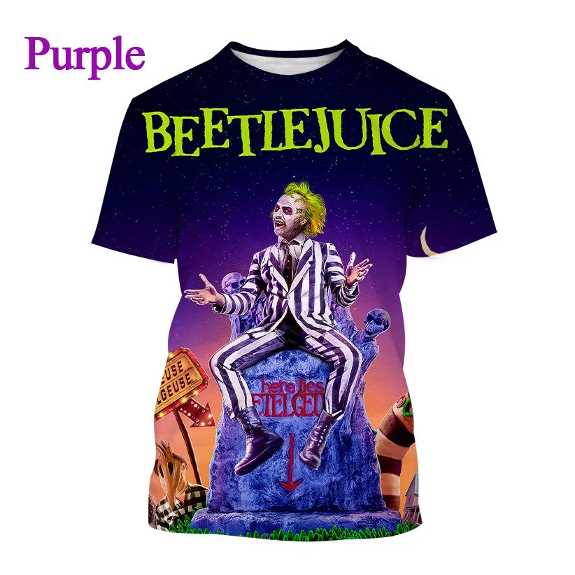 

Summer New Fashion Hot Sale Comedy Movie Beetlejuice 3D Printing Men's Short-sleeved T-shirt Personality Hip-hop