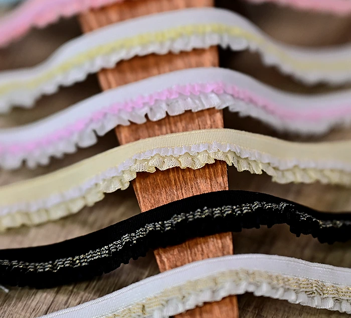 Эластичный кружевной трим 12 мм полиэстер/нейлон 5 ярдов