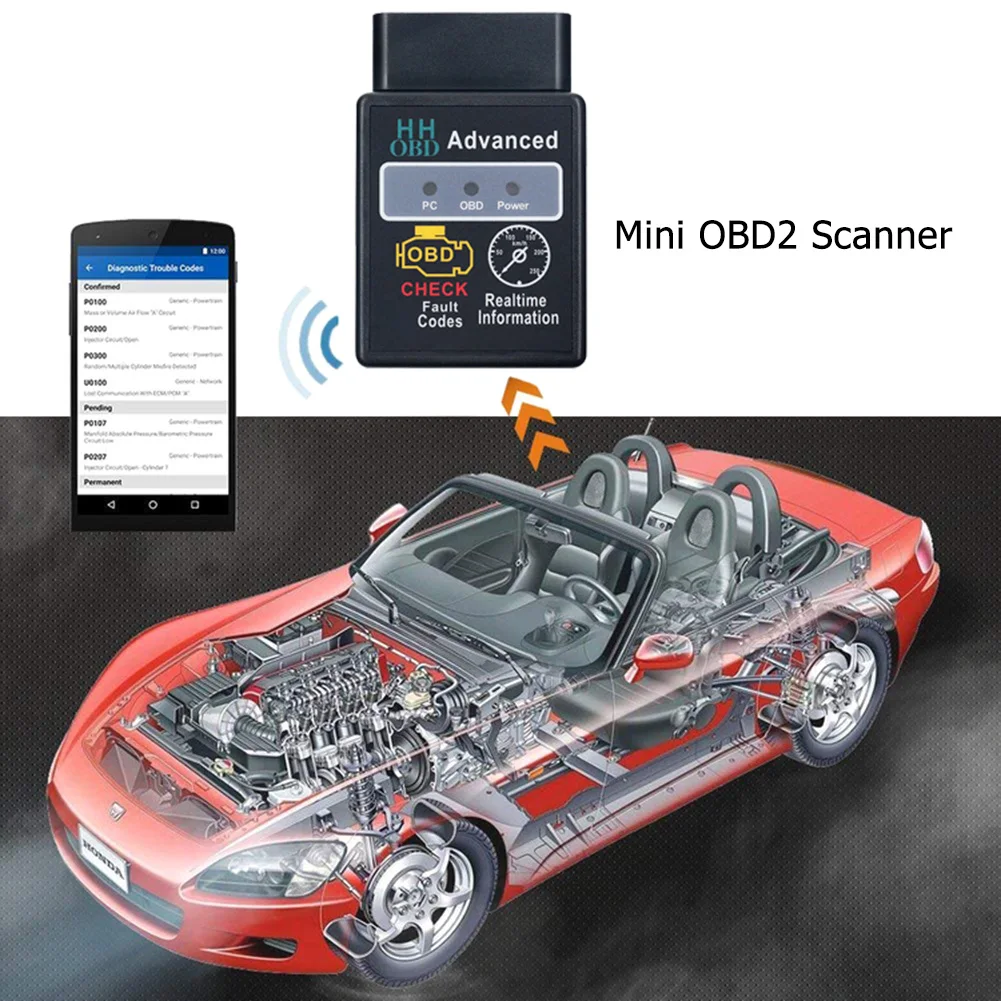 

HH OBD ELM327 V2.1 беспроводной OBD2 OBDII Автомобильный сканер